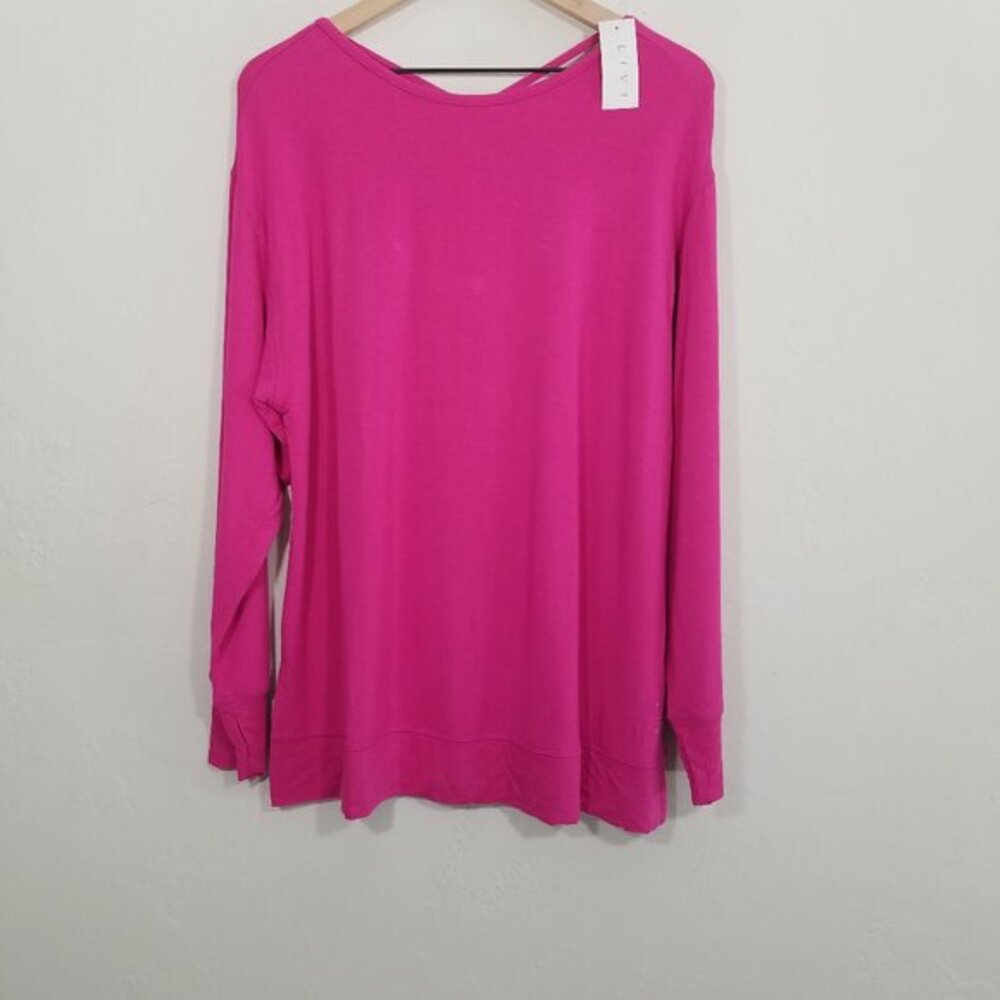 NWT LIVI for Lane Bryant Long Sleeve Thumb Hole Top Blouse Pink Size 10/12